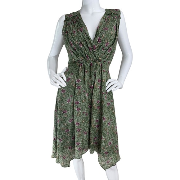 VTG Y2K Silk Handkerchief Hem Floral Dress Sz 0 Fairy Feminine Romantic - Picture 1 of 13